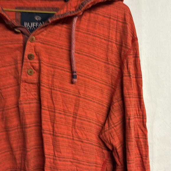 Buffalo David Bitton Men’s Long Sleeve Hooded T-Shirt Orange Size Medium - Picture 5 of 8
